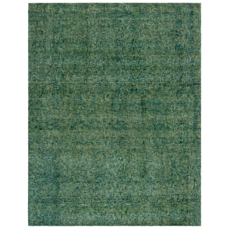 Handmade Green Wool and Synthetic 8' x 10' Area Rug