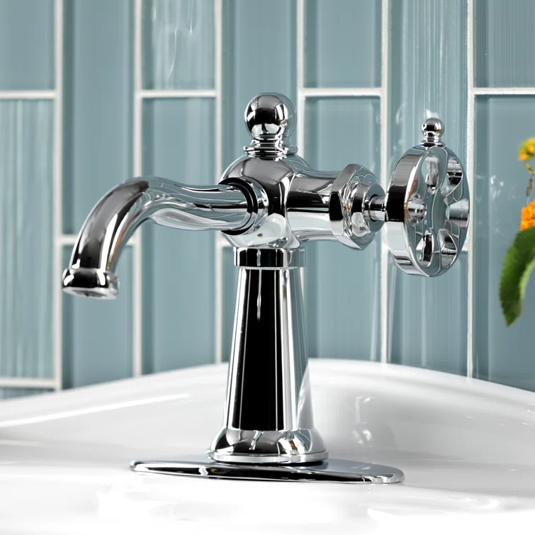 Kingston Brass Belknap Single-Handle 1-Hole Deck Mount Bathroom Faucet with Push Pop-Up and Deck Plate