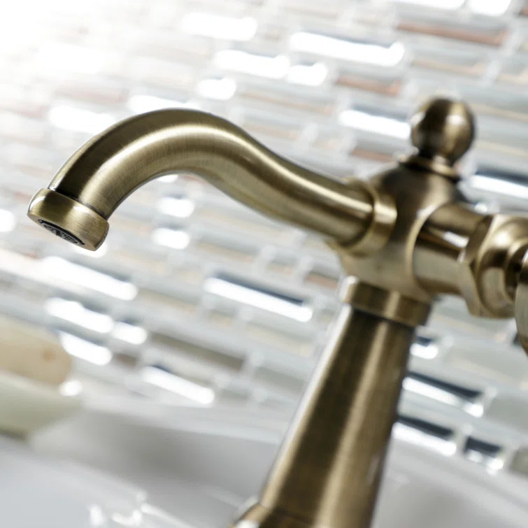 Kingston Brass Belknap Single-Handle 1-Hole Deck Mount Bathroom Faucet with Push Pop-Up and Deck Plate