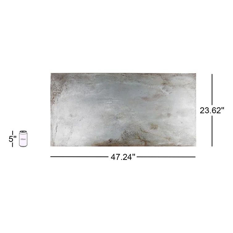 Large Format 23.62" x 47.24" Semi-polished Cement Look Porcelain Floor and Wall Tile