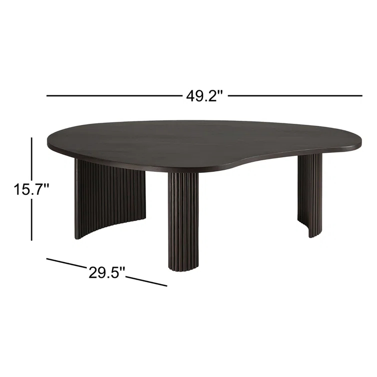 Mahogany Dark Brown Pebble-Shaped Coffee Table