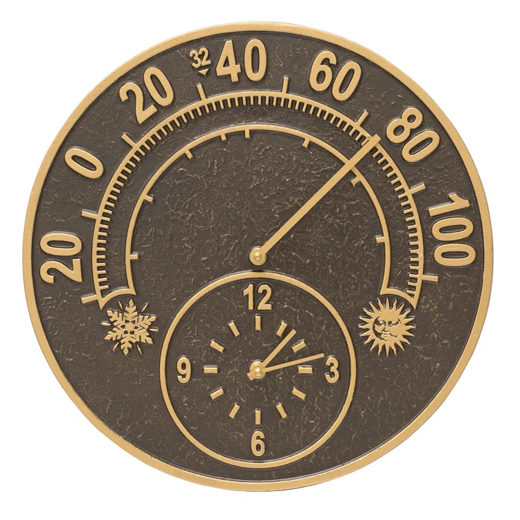 Whitehall Solstice Thermometer Outdoor Wall Clock