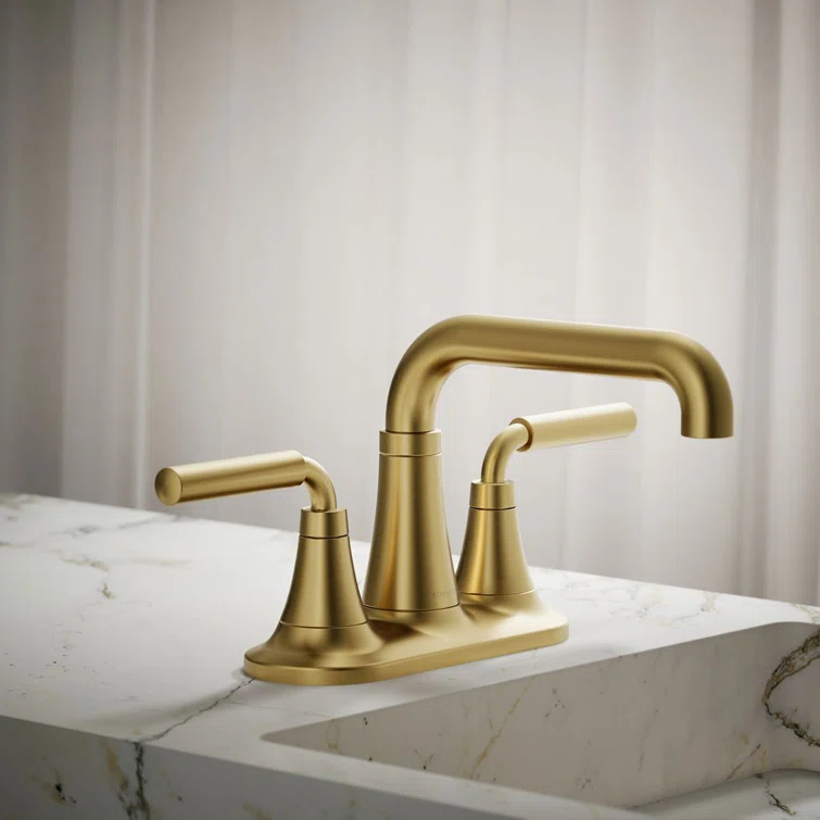 Tone Two-Handle Centerset Bathroom Sink Faucet with Clicker Drain, 1.2 GPM
