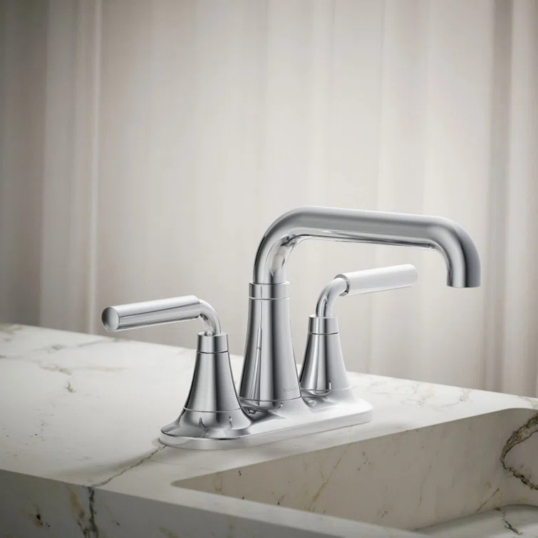 Tone Two-Handle Centerset Bathroom Sink Faucet with Clicker Drain, 1.2 GPM