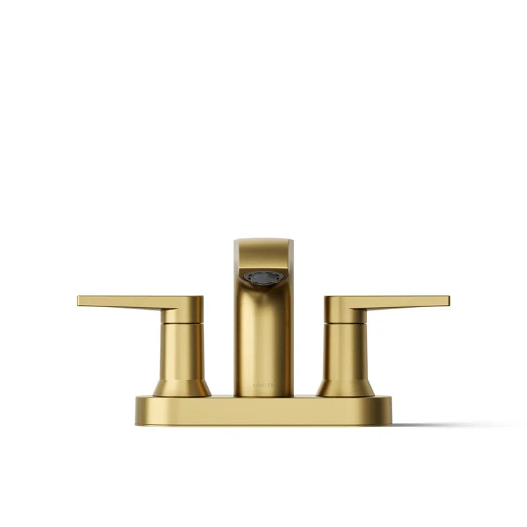 Kohler Hint Centerset 4 inch Bathroom Faucet with Pop-Up Drain Assembly, 2-Handle Bathroom Sink Faucet, 1.2 gpm