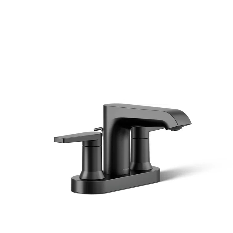 Kohler Hint Centerset 4 inch Bathroom Faucet with Pop-Up Drain Assembly, 2-Handle Bathroom Sink Faucet, 1.2 gpm