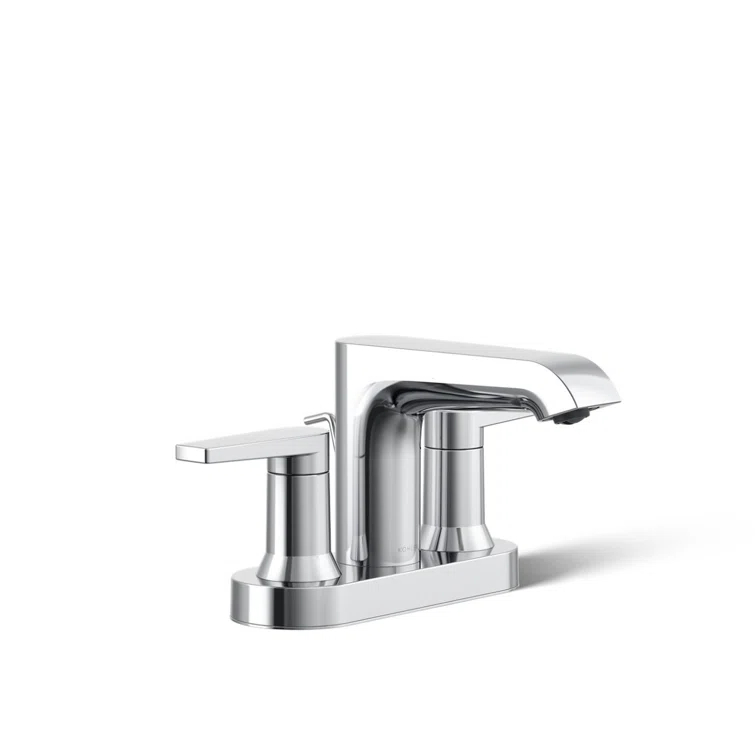 Kohler Hint Centerset 4 inch Bathroom Faucet with Pop-Up Drain Assembly, 2-Handle Bathroom Sink Faucet, 1.2 gpm