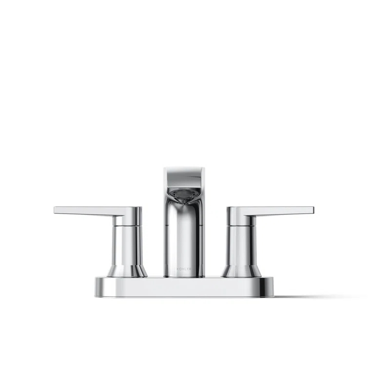Kohler Hint Centerset 4 inch Bathroom Faucet with Pop-Up Drain Assembly, 2-Handle Bathroom Sink Faucet, 1.2 gpm