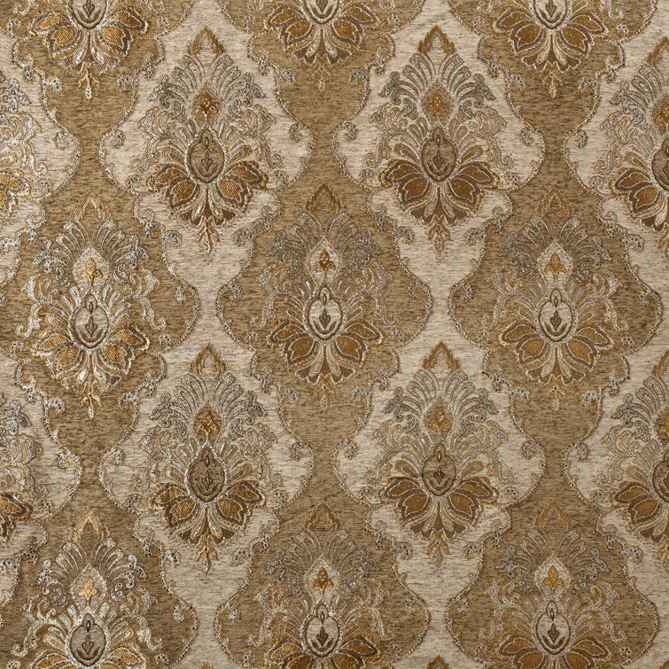 Natural Chenille Damask Waterfall Valance with Tassel Fringe