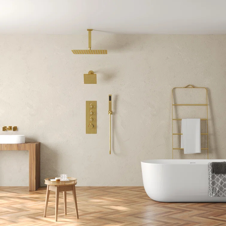 Thermostatic Shower Faucet System,16" & 6" Dual Shower Head with Rough-In Valve