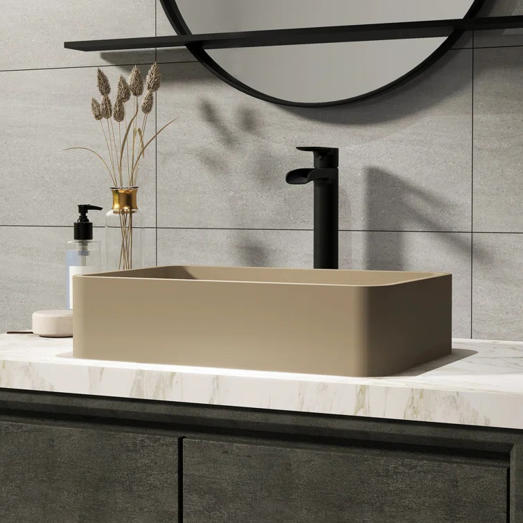 CASAINC Maple 12.79'' Concrete Rectangular Bathroom Sink