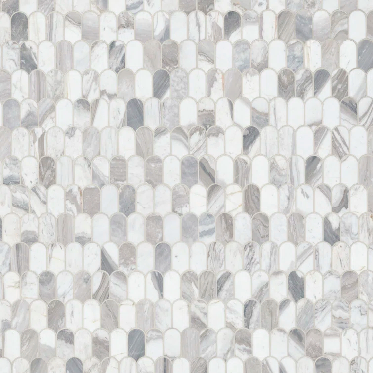 Edessa Scallop 12" x 13" Polished Marble Mosaic Floor and Wall Tile