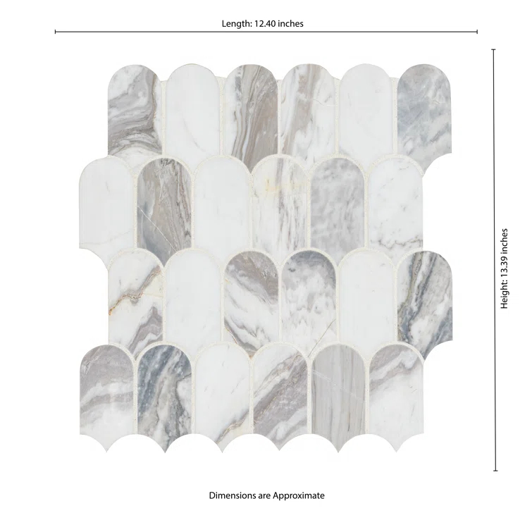 Edessa Scallop 12" x 13" Polished Marble Mosaic Floor and Wall Tile