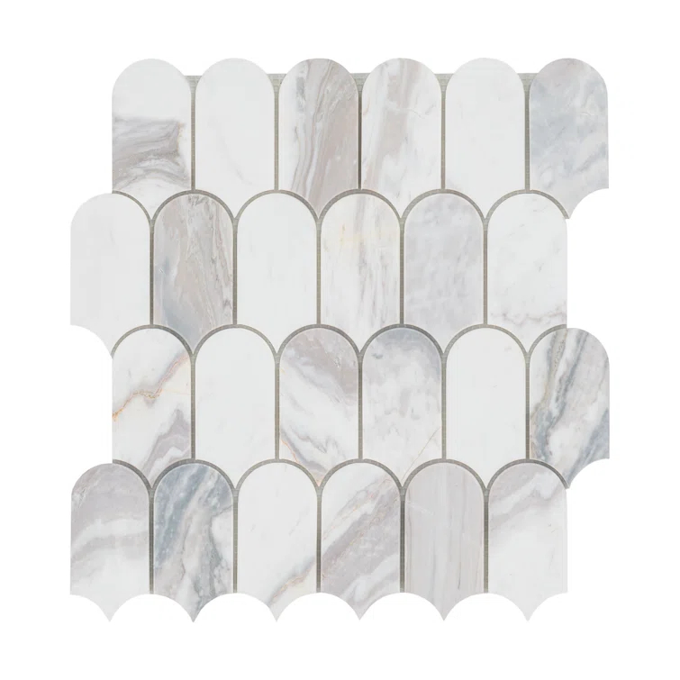 Edessa Scallop 12" x 13" Polished Marble Mosaic Floor and Wall Tile