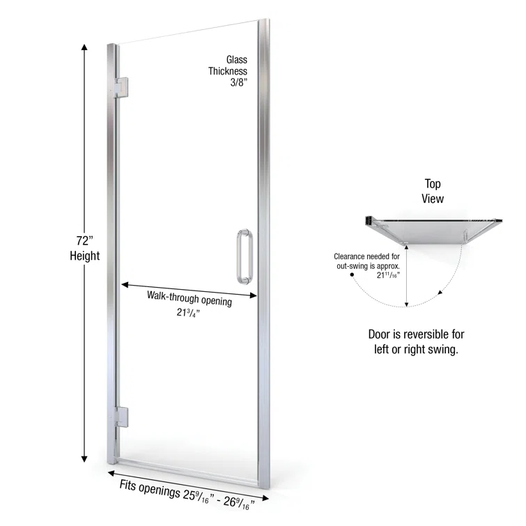 Coppia 26" x 72" Hinged Framed Shower Door
