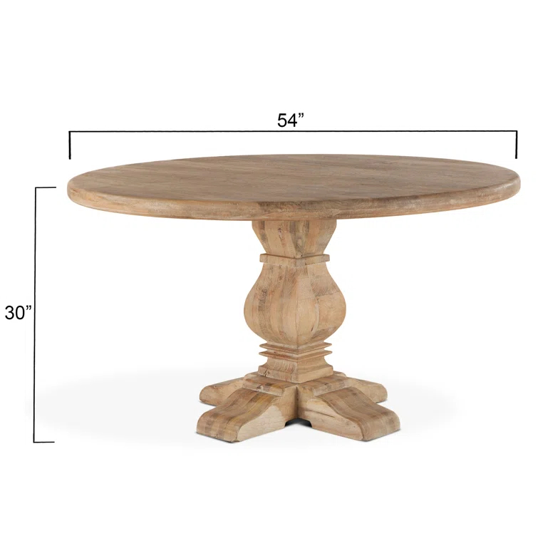Candace 54" Reclaimed Mango Wood Round Dining Table in Antique Oak