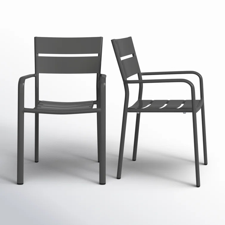Bette Powder Coated Aluminum Outdoor Stacking Dining Armchair