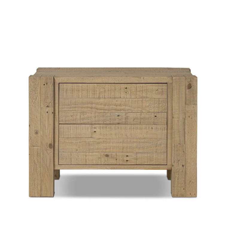 Light Blonde Solid Reclaimed Pine 3-Drawer Nightstand