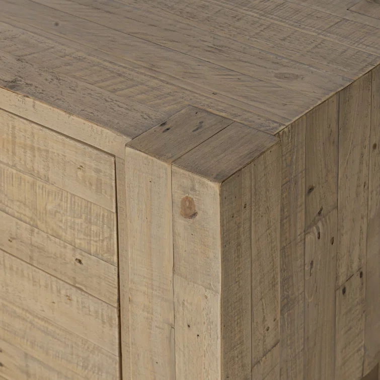 Light Blonde Solid Reclaimed Pine 3-Drawer Nightstand