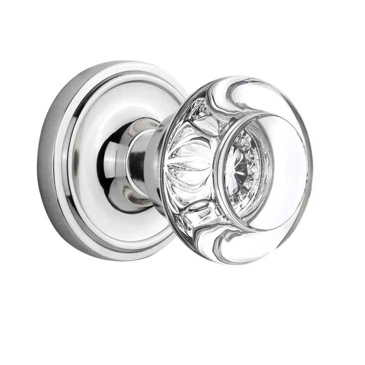 Classic Rosette with Round Clear Crystal Door Knob