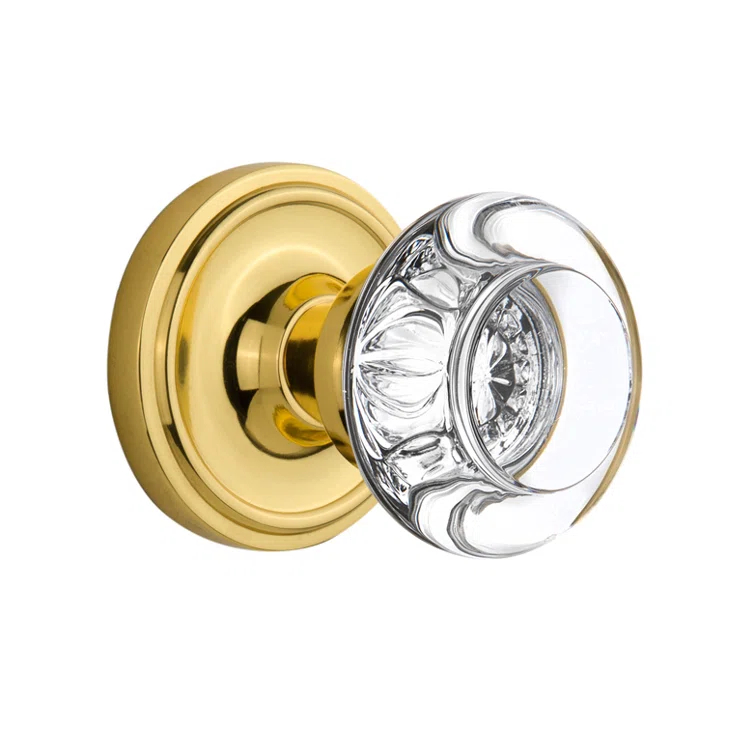Classic Rosette with Round Clear Crystal Door Knob