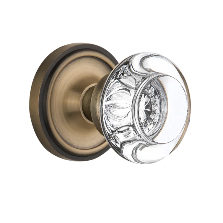 Classic Rosette with Round Clear Crystal Door Knob