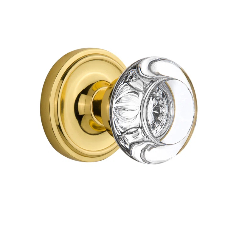 Classic Rosette with Round Clear Crystal Door Knob
