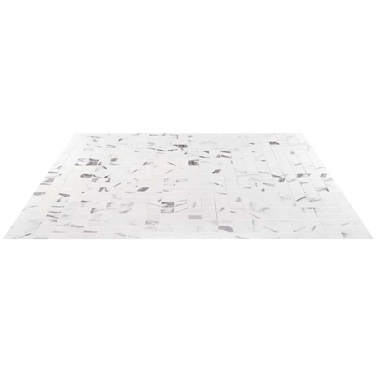 Saroshi Statuario Valley 11.81 in. x 11.81 in. Matte Porcelain Floor and Wall Mosaic Tile (0.96 sq. ft./Each)