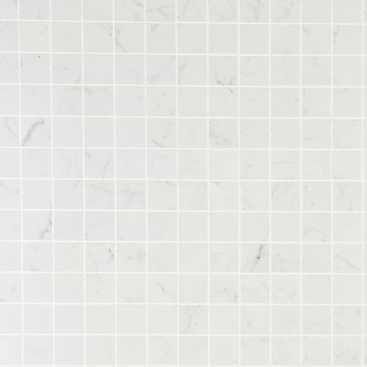 Saroshi Carrara Giola 11.81 in. x 11.81 in. Matte Porcelain Floor and Wall Mosaic Tile (0.96 sq. ft./Each)