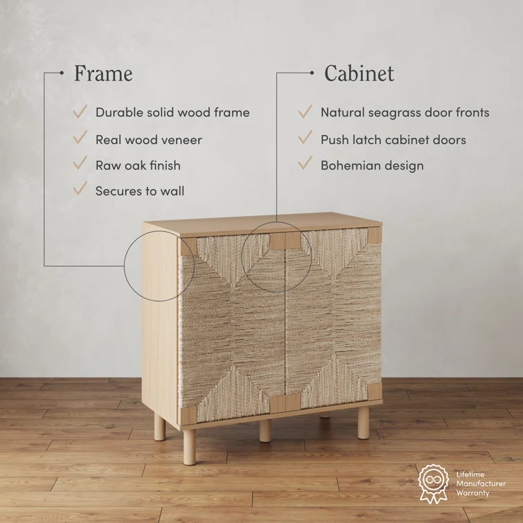 Shellie 31.4'' Tall Solid Wood 2 - Door Accent Cabinet
