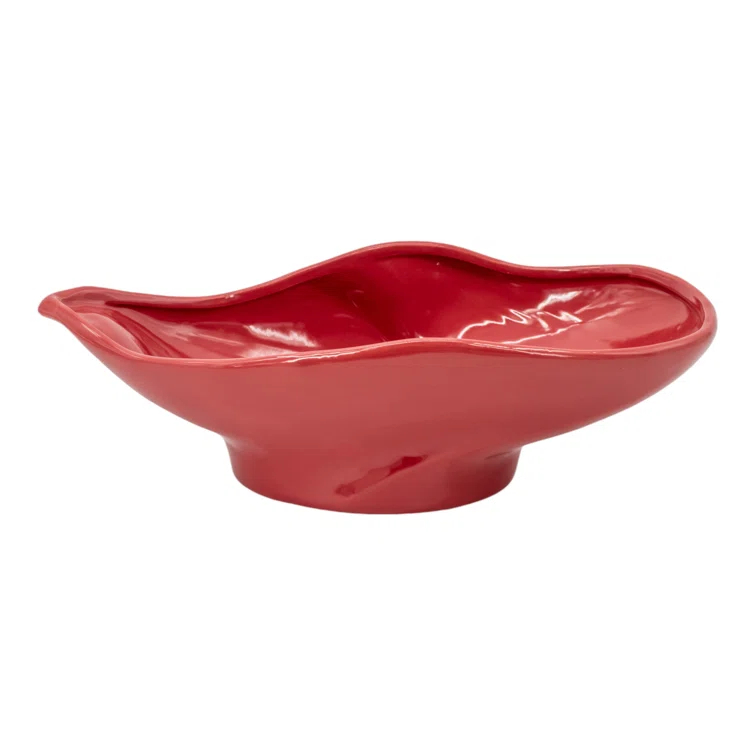 Handcrafted Red Ceramic Decorative Bowl