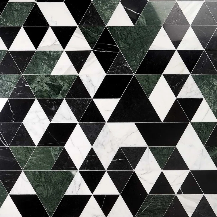 Prisma Dark Green 7.75 in. x 13.5 in. Polished Marble Floor and Wall Tile (0.73 sq. ft./Each)