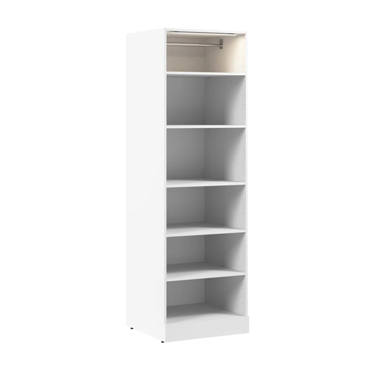 Florence Modular Reach-In Or Walk-In Closet System Tower With LED Light And Shelves
