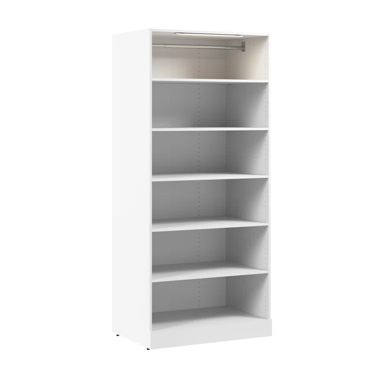 Florence Modular Reach-In Or Walk-In Closet System Tower With LED Light And Shelves