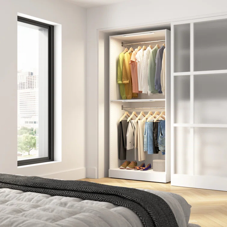 Florence 36W X 25D Modular Double Hanging Closet System Tower With LED Light