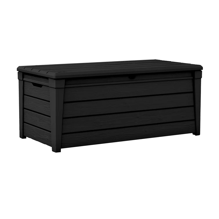 Keter Keter Brightwood 120 Gallon Large Durable Outdoor Storage and Weather Resistant Resin Deck Box