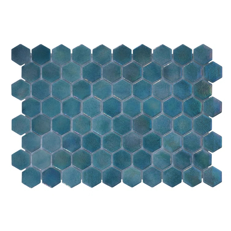 Glass Tile Love White Hot Love 11 in. X 16.325 in. Hexagonal Glass Mosaic Tile (10.76 sq. ft./case), Ideal for Kitchen Tile, Backsplash Tile, Bathroom Tile, and Pool Tile