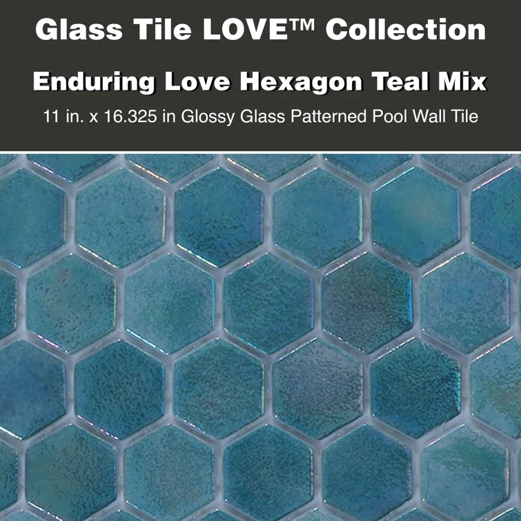Glass Tile Love White Hot Love 11 in. X 16.325 in. Hexagonal Glass Mosaic Tile (10.76 sq. ft./case), Ideal for Kitchen Tile, Backsplash Tile, Bathroom Tile, and Pool Tile