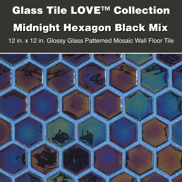 Glass Tile Love White Hot Love 11 in. X 16.325 in. Hexagonal Glass Mosaic Tile (10.76 sq. ft./case), Ideal for Kitchen Tile, Backsplash Tile, Bathroom Tile, and Pool Tile