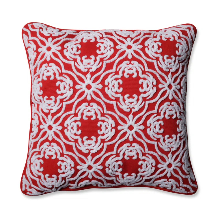 Allee Embroidered Indoor/Outdoor Reversible Throw Pillow