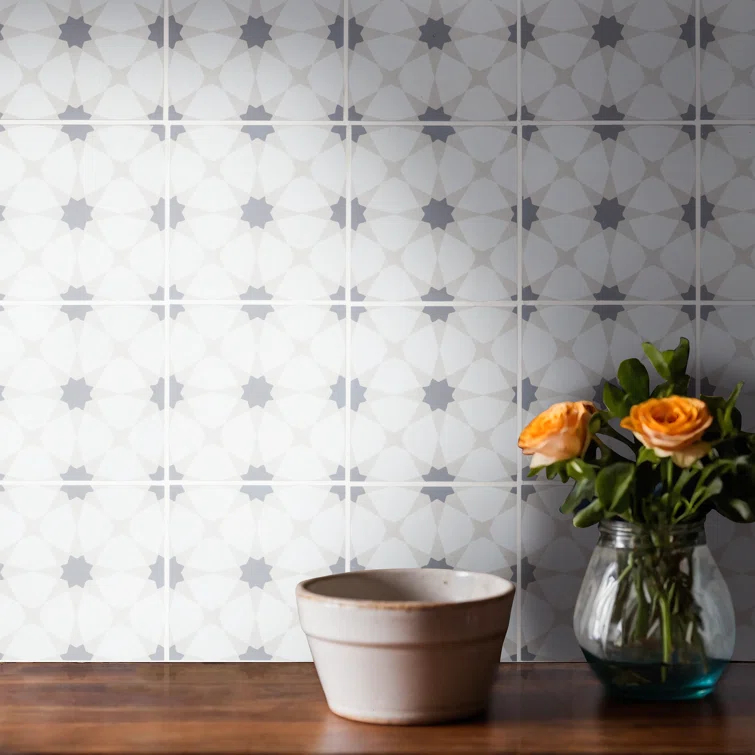Amara 8" x 8" Encaustic Look Matte Porcelain Floor & Wall Tile