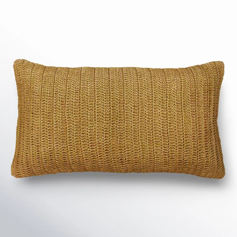 Honey Knitted Linen Rectangular Throw Pillow