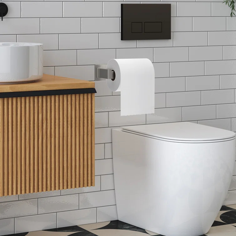 Self-Adhesive, Stainless Steel, Single Post Wall Mounted Toilet Paper Roll Holder, Stand no Drilling, in Brushed Nickel