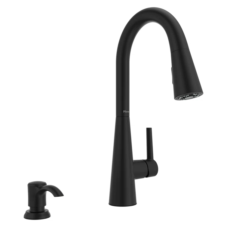 Pfister Barulli 1-Handle Pull-Down Matte Black Kitchen Faucet with Soap Dispenser