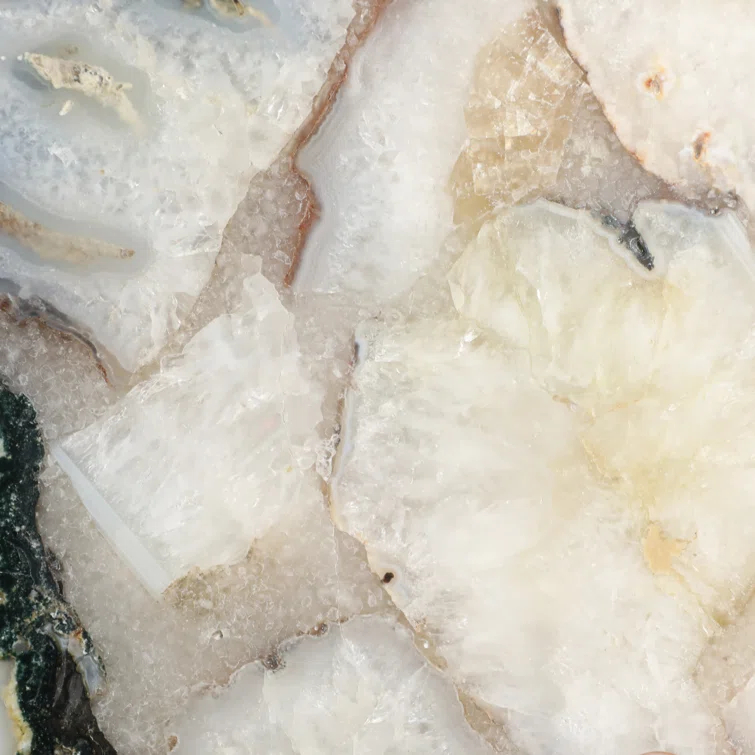 Sagebrook Home 24X15" Agate Top C-Table, White/Gold