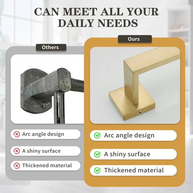 4-Piece Bath Hardware With Towel Bar For Bathroom Wall Towel Hook And Towel Ring Set