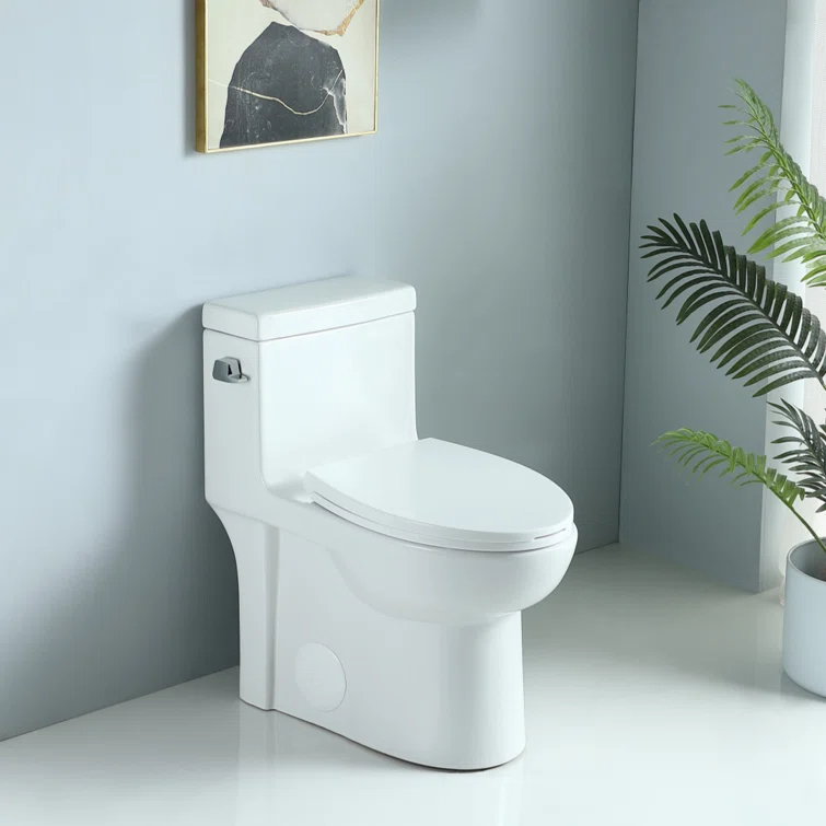 ABRUZZO 1.28 GPF Elongated Comfort Height One-Piece Toilet Floor Mounted (Seat Included), White