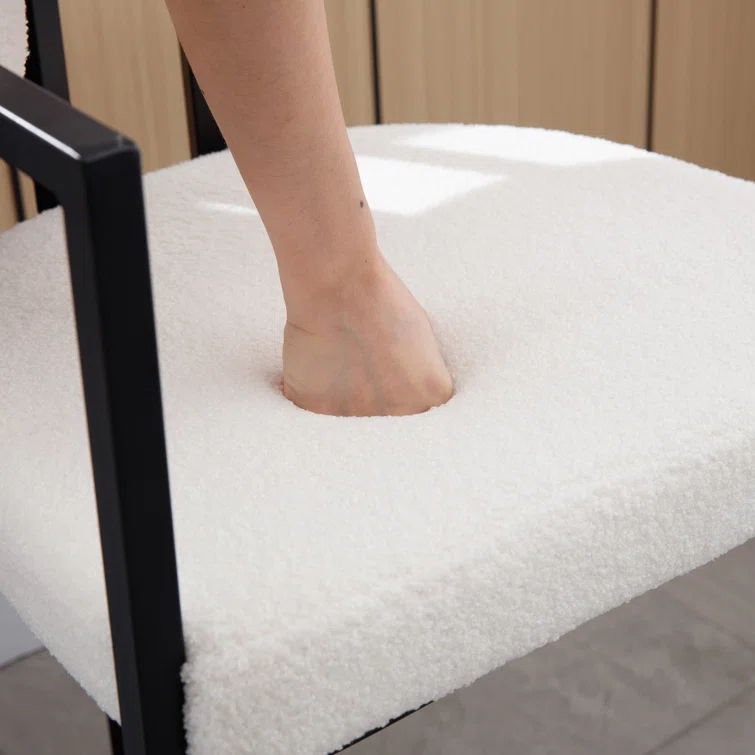 Modern Upholstered Hollow Bar Stool With Armrests And Footrests, Barrel High Stools