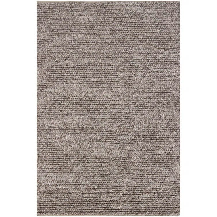 Hand-Woven Brown Wool Braided Shag Rug 7'9" x 10'6"