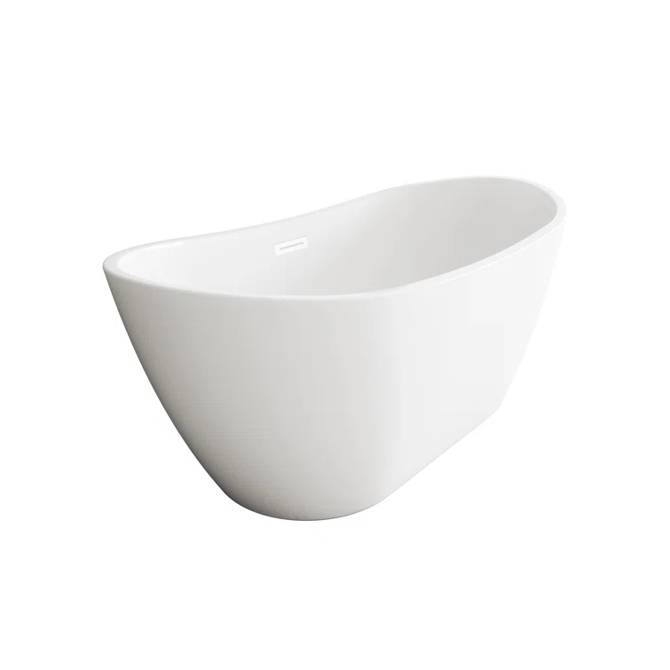 Elegant Kitchen and Bath 59 Inch Soaking Bathtub in Glossy White with Polished White Trim